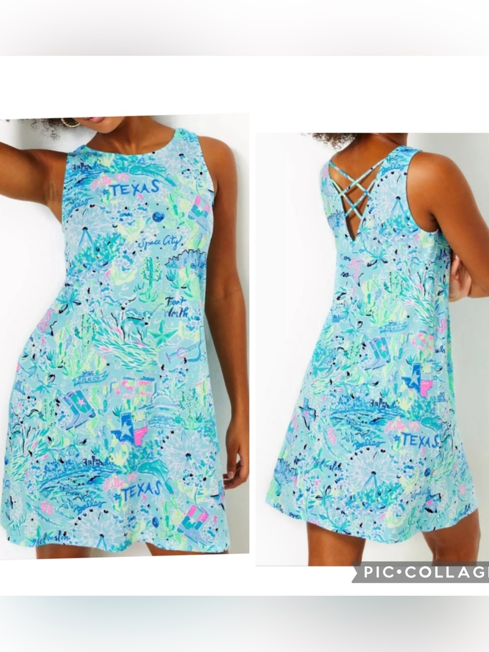 Lilly Pulitzer Kristen Swing Dress “Bayside Blue Lilly Loves Texas Print  Sz XL